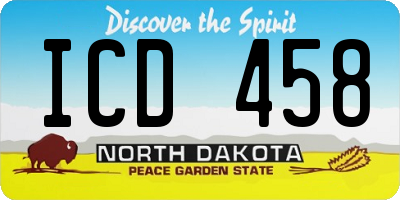 ND license plate ICD458