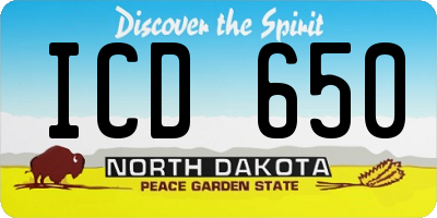 ND license plate ICD650