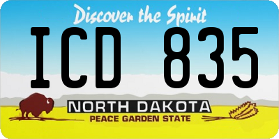 ND license plate ICD835