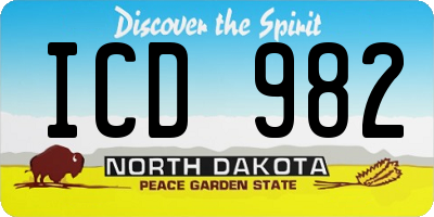 ND license plate ICD982
