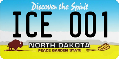 ND license plate ICE001