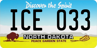 ND license plate ICE033