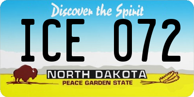 ND license plate ICE072