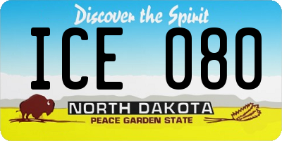 ND license plate ICE080
