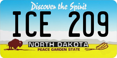 ND license plate ICE209