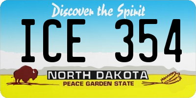 ND license plate ICE354