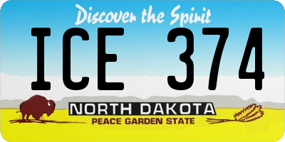 ND license plate ICE374