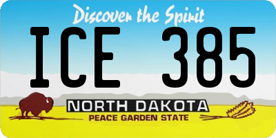 ND license plate ICE385