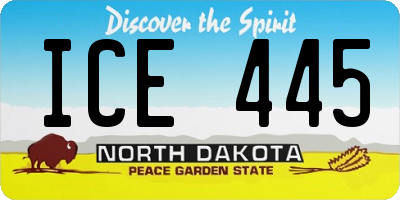 ND license plate ICE445