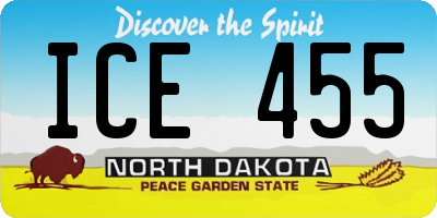 ND license plate ICE455