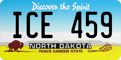 ND license plate ICE459