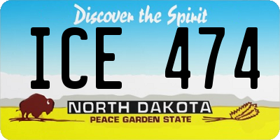 ND license plate ICE474