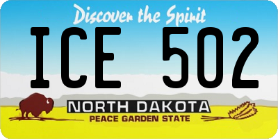 ND license plate ICE502