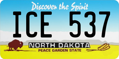 ND license plate ICE537