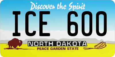 ND license plate ICE600