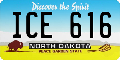 ND license plate ICE616