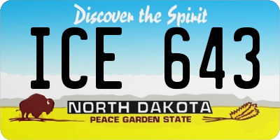 ND license plate ICE643