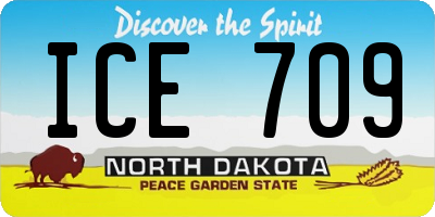 ND license plate ICE709