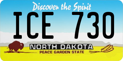 ND license plate ICE730