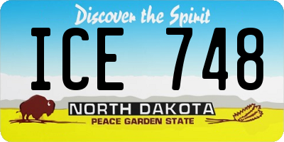 ND license plate ICE748