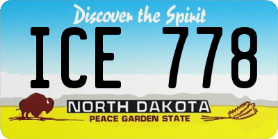 ND license plate ICE778