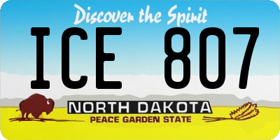 ND license plate ICE807