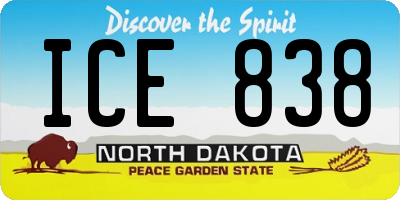 ND license plate ICE838