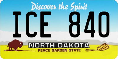 ND license plate ICE840