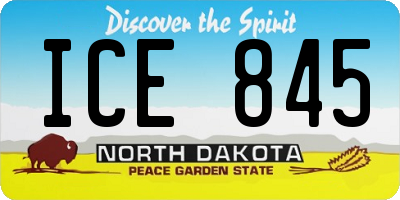 ND license plate ICE845