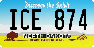 ND license plate ICE874
