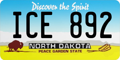 ND license plate ICE892