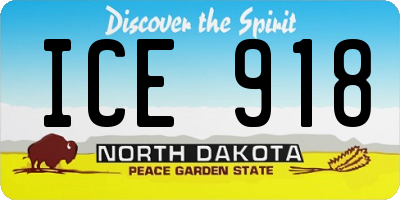 ND license plate ICE918