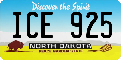 ND license plate ICE925