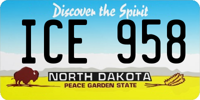 ND license plate ICE958