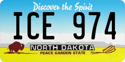 ND license plate ICE974