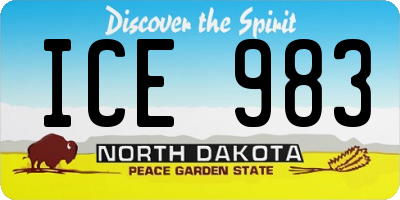 ND license plate ICE983
