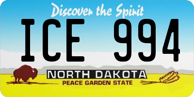 ND license plate ICE994