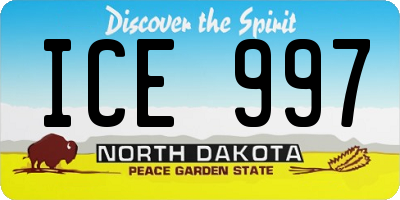 ND license plate ICE997