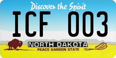 ND license plate ICF003