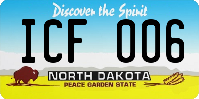 ND license plate ICF006