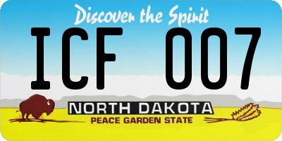 ND license plate ICF007