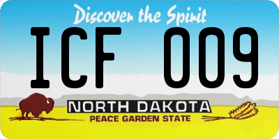 ND license plate ICF009