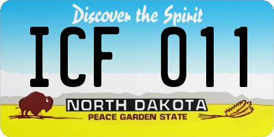 ND license plate ICF011