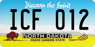 ND license plate ICF012