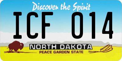 ND license plate ICF014