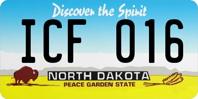 ND license plate ICF016