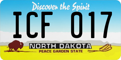 ND license plate ICF017