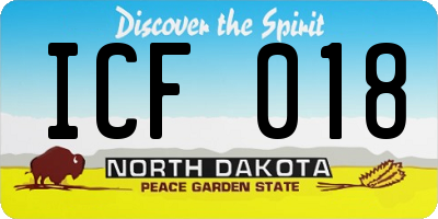 ND license plate ICF018