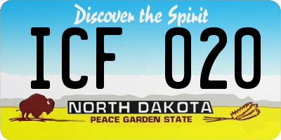 ND license plate ICF020