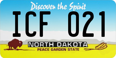 ND license plate ICF021